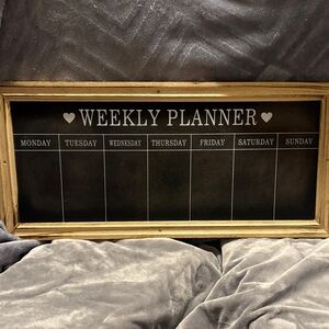 Weekly Planner Chalkboard with Natural Wood Frame - Black
